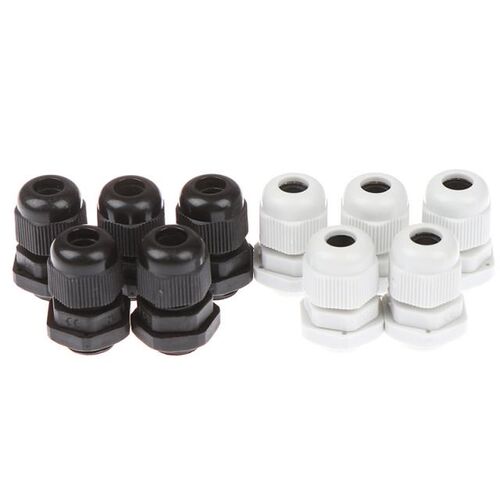 5pcs PG9 White Black Waterproof Nylon Plastic Cable Gland Co