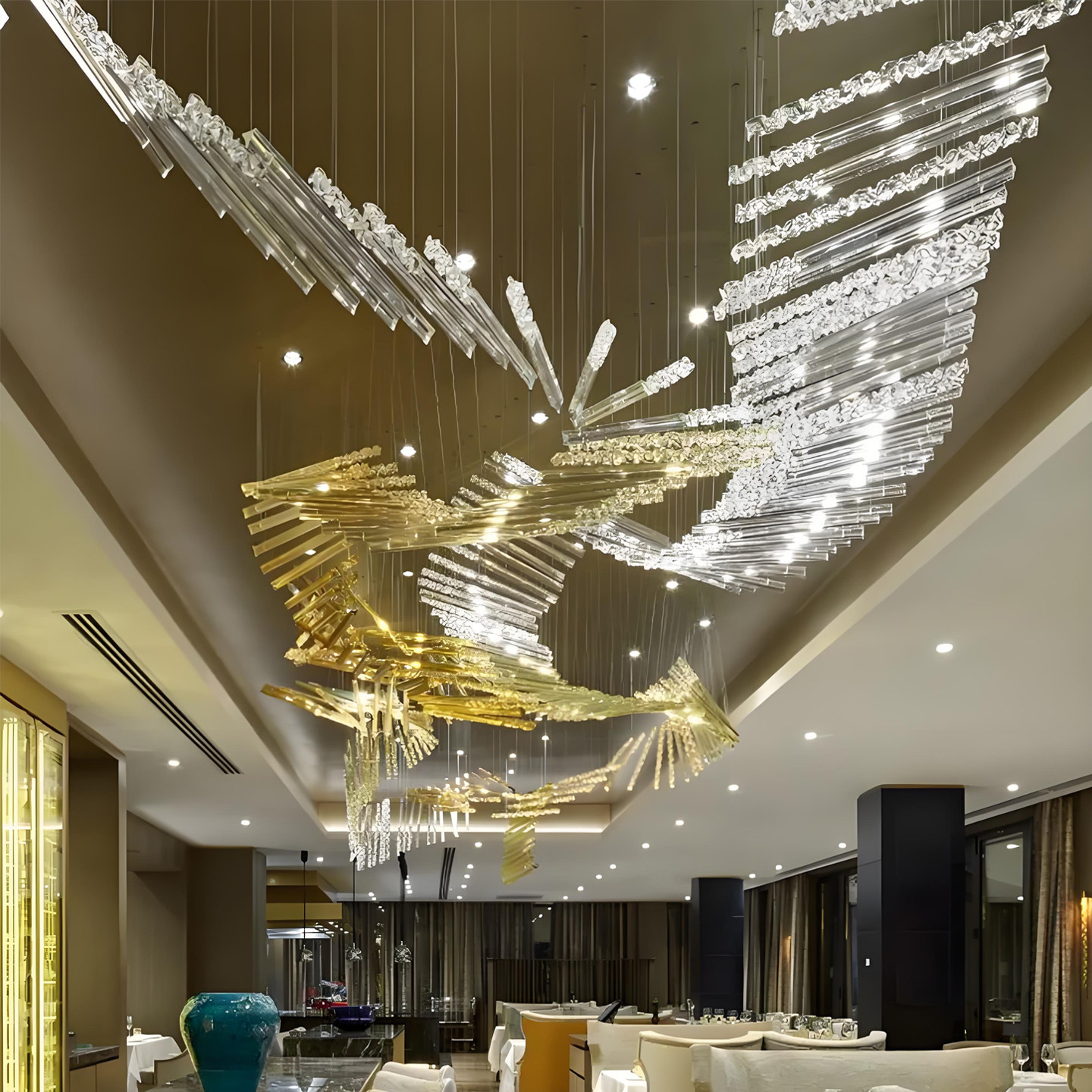 定制灯具饭店餐厅餐饮店专用吊灯定做酒店大堂水晶灯艺术造型灯