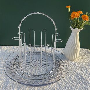 家用托盘6只玻璃杯架不锈钢沥水杯架子啤酒杯架倒挂套装新款高档