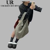 ZAR FENDEN秋冬毛呢水桶包女2024新款 潮托特包大容量慵懒风腋下包