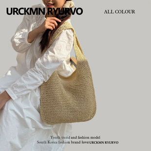 ZAR FENDEN慵懒风单肩大容量草包女夏海边度假沙滩编织草编包