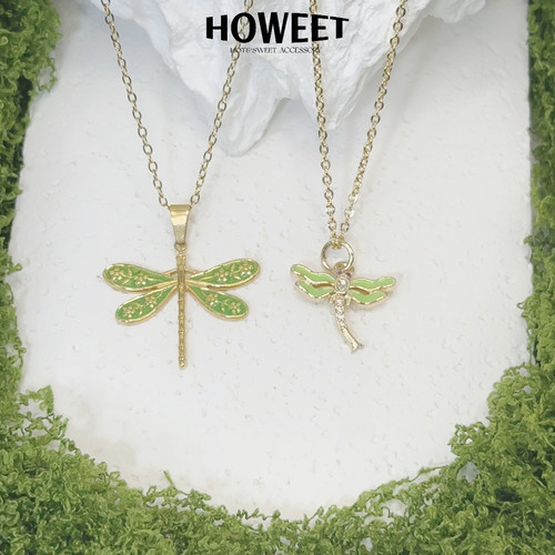 HOWEET蜻蜓项链绿色不掉色