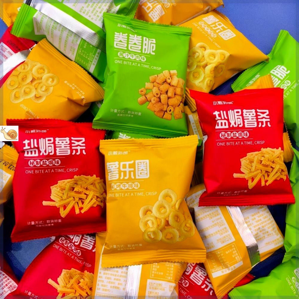 【抢】小熊布朗盐焗薯条火锅小吃零食薯乐圈卷卷脆锅巴酱汁