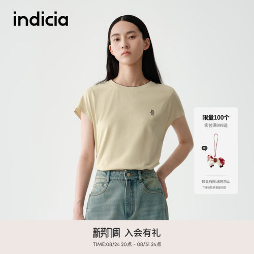 indicia标记商场同款夏季新款假两件设计感百搭短袖T恤 F2B5TX273
