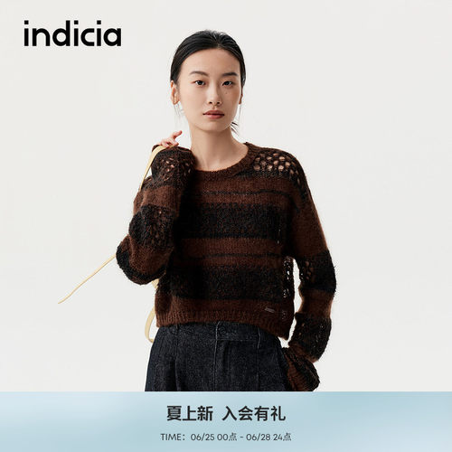 indicia标记美拉德风镂空针织衫