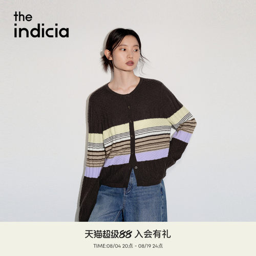 the indicia标记2026秋季新款复古温柔感撞色条纹开衫 L2C6KS221Z