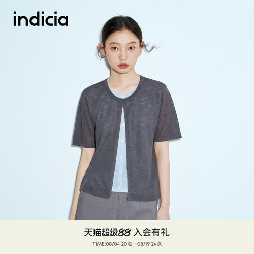 indicia标记商场同款夏季新款假两件设计感短袖开衫 F2B5KS166N
