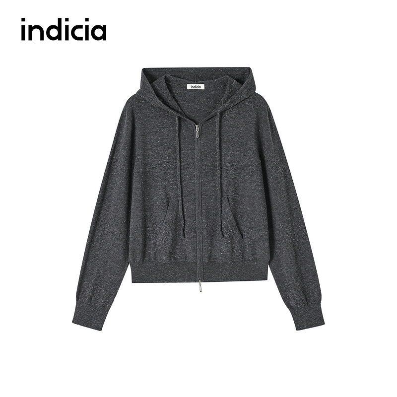 indicia标记商场同款25春新款休闲百搭柔软连帽开衫 F2A5KS039F