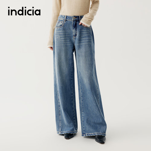 indicia标记商场同款2025冬季新款美式慵懒阔腿牛仔裤F2D5NK457C