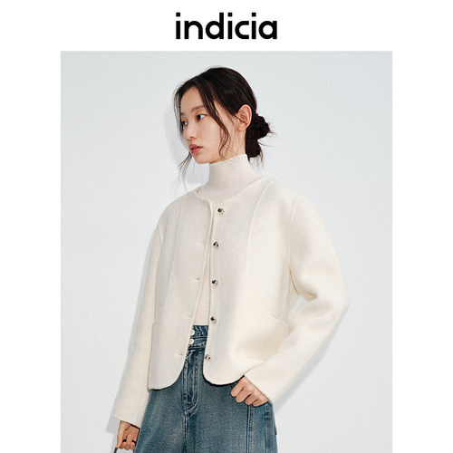 indicia百搭显瘦优雅毛呢外套