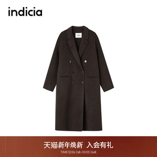 经典 indicia标记呢大衣长款 双排扣外套F2D4DY673C 山羊绒大衣