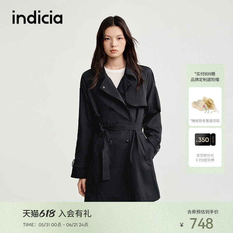 indicia标记2025秋新款英伦风中长款风衣休闲宽松外套L2C5FY167