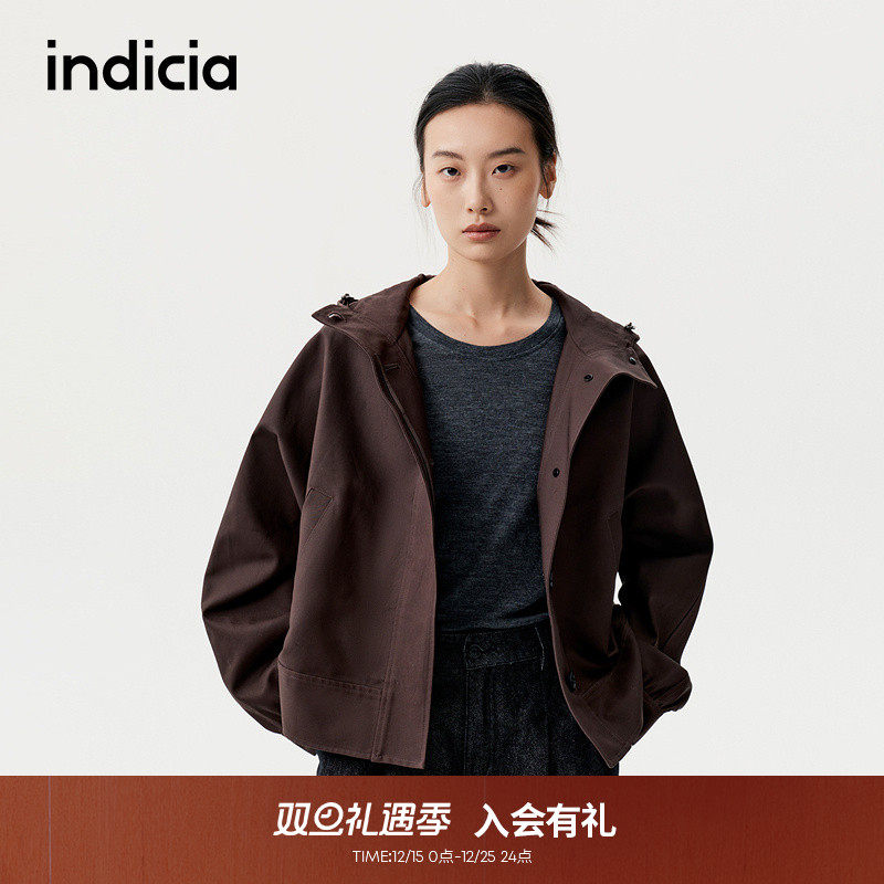 indicia标记美式复古连帽夹克