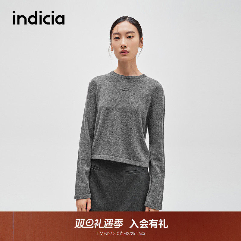 indicia标记简约文艺风羊绒衫