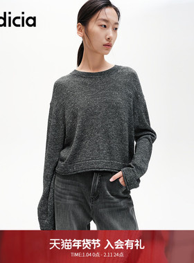 indicia标记商场同款春秋简约百搭圆领套头毛衫短上衣6B406MS310C