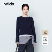 松弛感撞色领舒适短款 indicia标记2026春季 新款 显高针织L2A6ZZ045