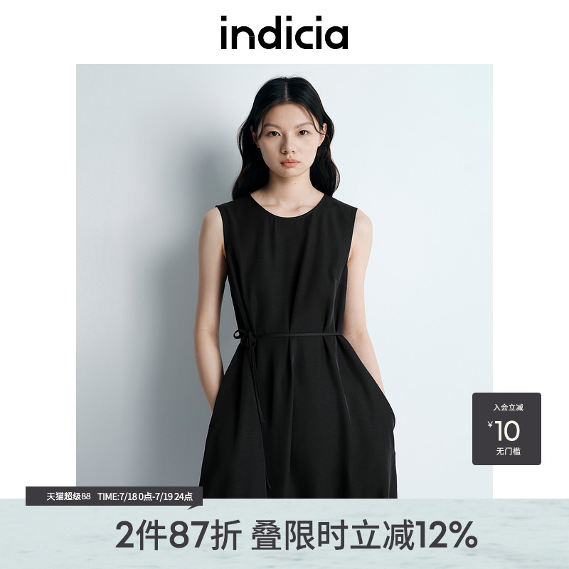 indicia标记25夏新款韩版俏皮无袖优雅灵动花边裙摆连裙L2B5LQ039