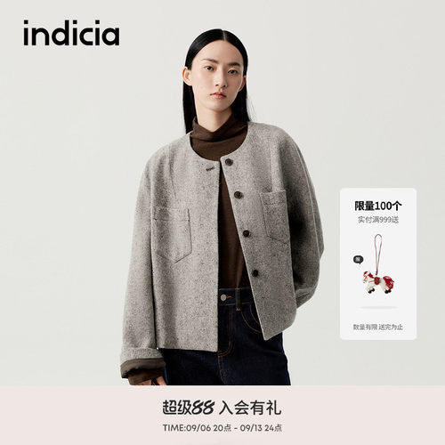 indicia标记商场同款2025冬季新款复古优雅廓形短外套 F2D5WT460N
