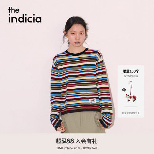 the indicia标记2026秋季新款美式复古条纹撞色针织衫 L2C6ZZ242Y