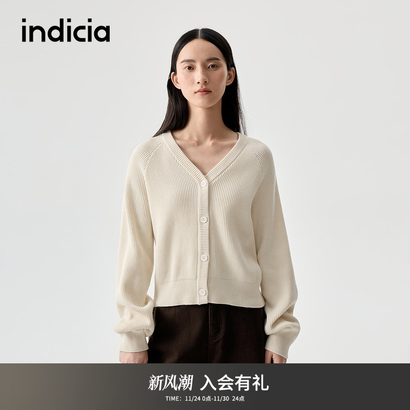 indicia标记v领针织衫开衫外套