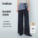 indicia标记2026年春新款 高腰藏青色阔腿牛仔裤 屁帘可拆L2A6NK001