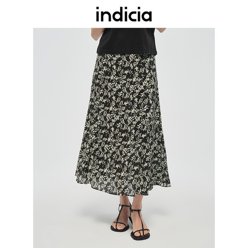 indicia标记优雅气质碎花半身裙
