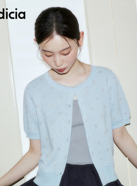 indicia标记2026夏季新款轻法式甜妹温柔风波点短袖开衫L2B6KS054