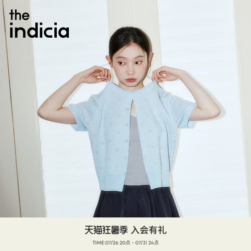 indicia标记2026夏季新款轻法式甜妹温柔风波点短袖开衫L2B6KS054