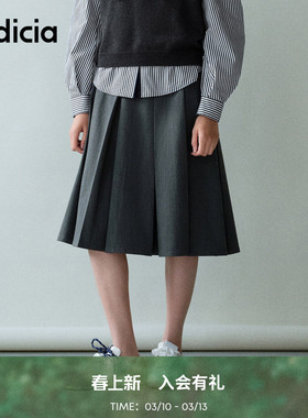 indicia标记商场同款25春新款学院风高腰百搭百褶裙F2A5QZ067C