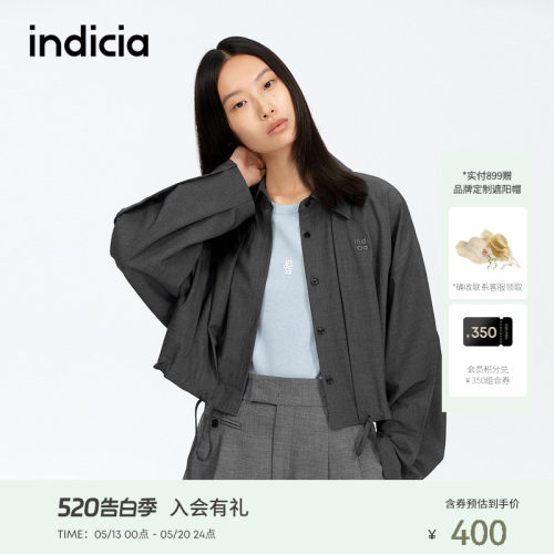 indicia标记商场同款25春新款休闲衬衫领减龄抽绳外套F2A5WT034N
