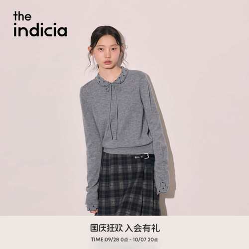 the indicia标记2026冬新款甜美少女感波点娃娃领毛衫 L2D6MS288Y