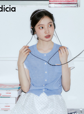 indicia标记2026夏季新款松弛学院风雾霾蓝撞色短款开衫L2B6KS085