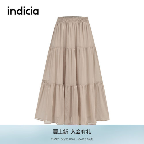indicia标记商场同款春秋法式度假风设计蛋糕裙半身裙 F2C5QZ391C
