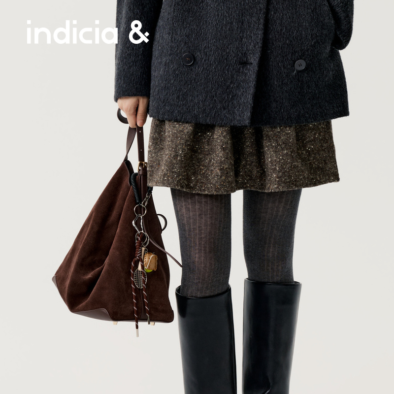 indicia&标记hobo包包美拉德风敞口轻奢高级麂皮单肩包AF2C5BP111