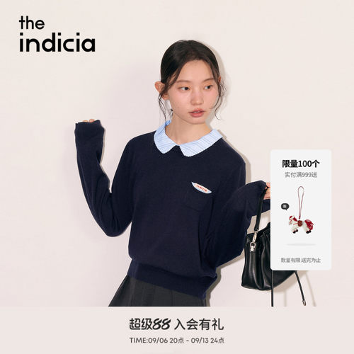 the indicia标记2026秋季新款学院减龄风娃娃领针织衫 L2C6ZZ237Y