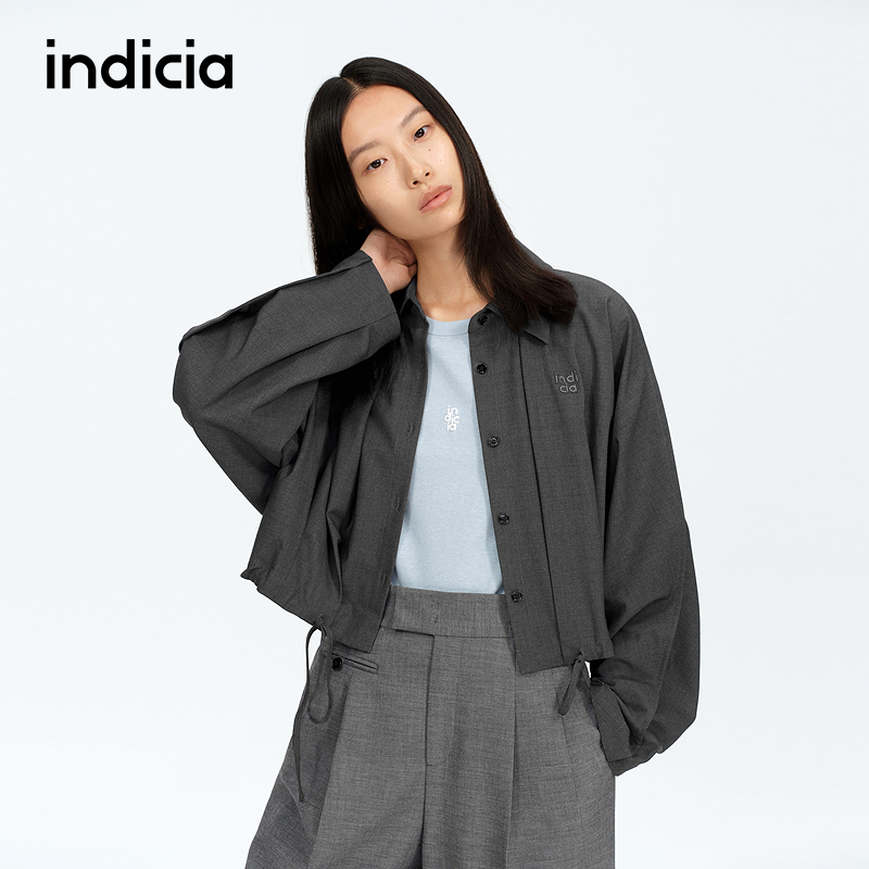 indicia标记商场同款25春新款休闲衬衫领减龄抽绳外套F2A5WT034N