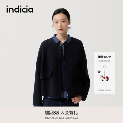 indicia标记山羊绒短款呢大衣