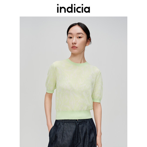 indicia标记设计感花卉针织衫