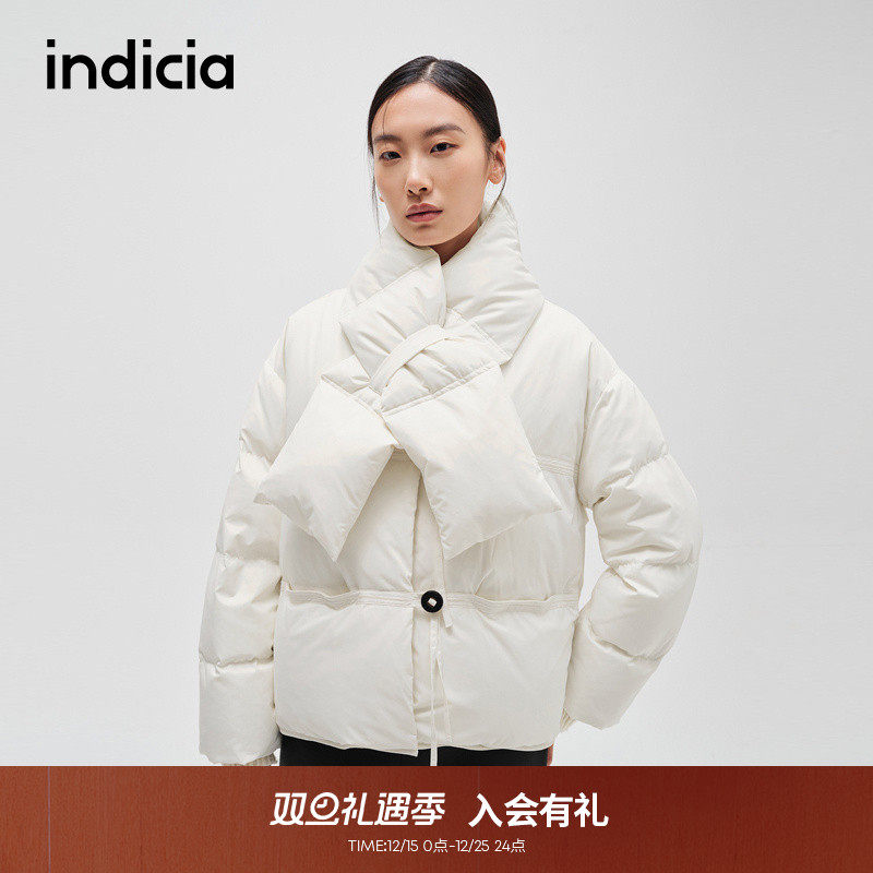 indicia标记商场同款冬季新款廓形保暖围巾羽绒服F2D4YR674C