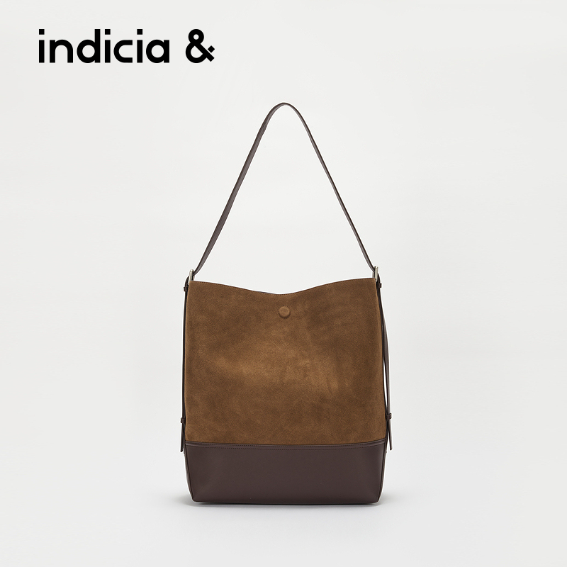 indicia&拼接撞色手提水桶包BM2D5BP153商场同款真皮大容量托特包