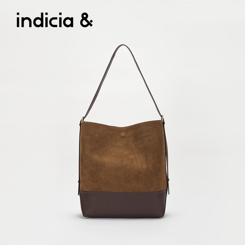indicia&拼接撞色手提水桶包BM2D5BP153商场同款真皮大容量托特包