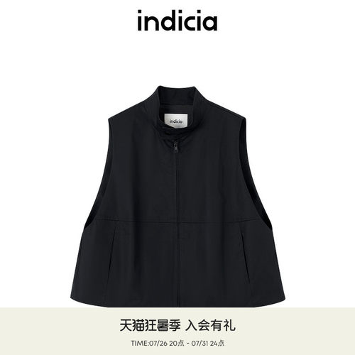 indicia标记商场同款春季新款简约小立领百搭廓形马夹 F2A5MJ052F