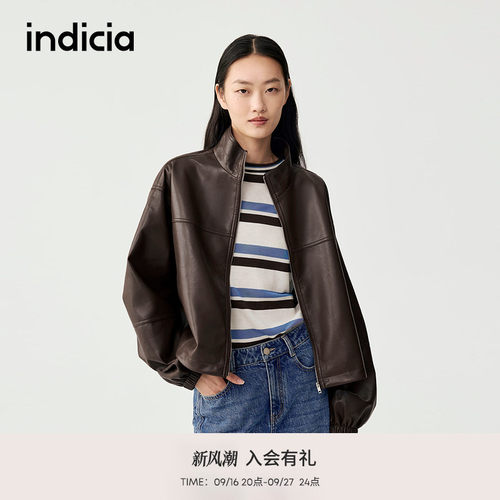 indicia标记商场同款2025冬新款率性时髦廓形皮衣外套F2C5PY407N