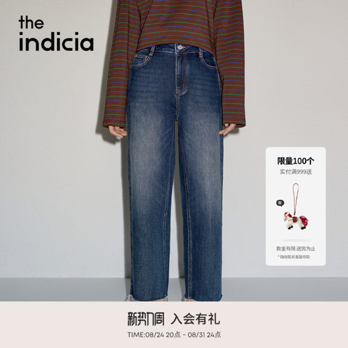 the indicia标记2026秋新款复古高腰直筒牛仔裤九分裤 L2C6NK199Y