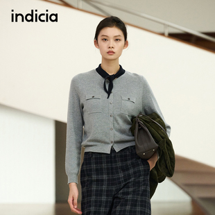 F2C5KS374N indicia标记秋设计感慵懒蝴蝶结针织开衫 秀场同款