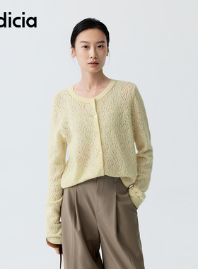 indicia标记商场同款2026春新款清新奶黄镂空设计开衫 F2A6KS021F