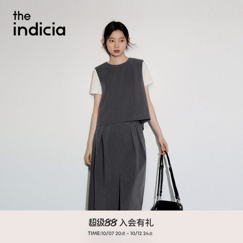 the indicia标记2026秋新款简约气质百搭马甲半裙套装 L2C6TZ232Z