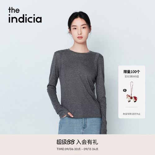indicia标记2026春新款轻盈舒适松弛感莱赛尔假两件T恤 L2A6TX022