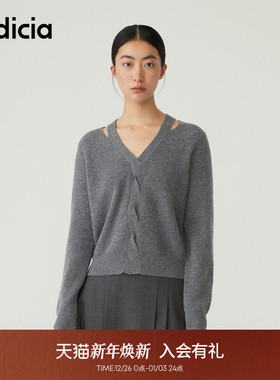 indicia标记女装冬商场同款简约通勤扭结针织毛衣上衣5D310MS546