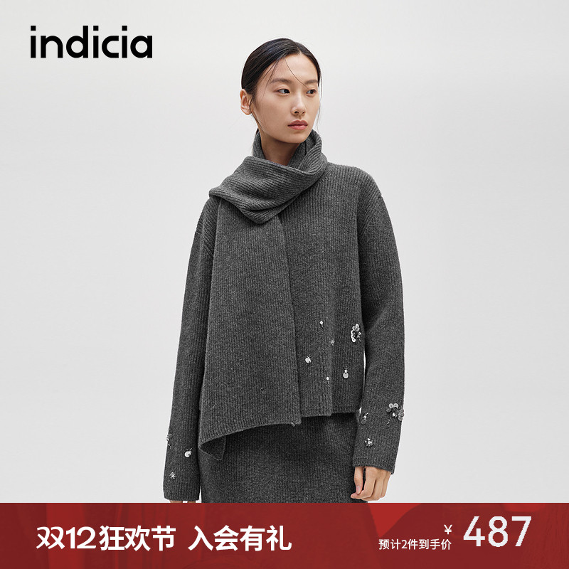 indicia标记立体装饰毛衫